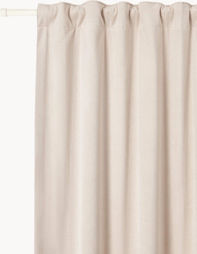Cortinas em veludo semitransparente com multi-banda Rush, conjunto de 2, L 135 cm