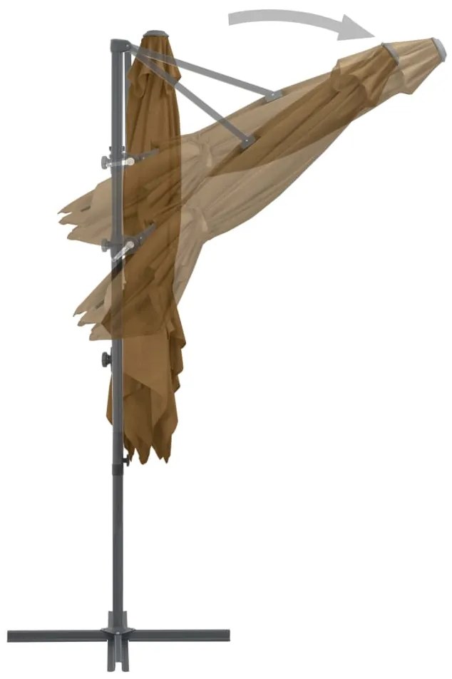 Guarda-sol cantilever c/ poste aço 250x250 cm cinza-acastanhado