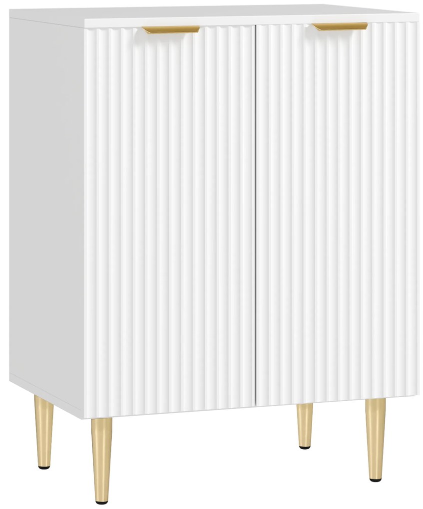 HOMCOM Buffet cozinha móvel de armazenamento com 2 portas prateleira ajustável pés metálicos elevados 60 x 40 x 80 cm branco | Aosom Portugal