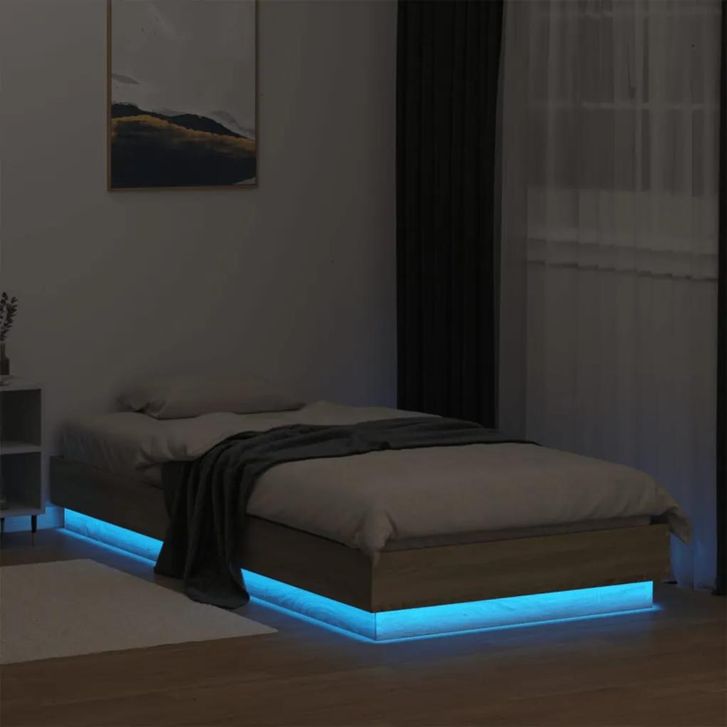 Estrutura de cama com luzes LED 90x200 cm carvalho sonoma