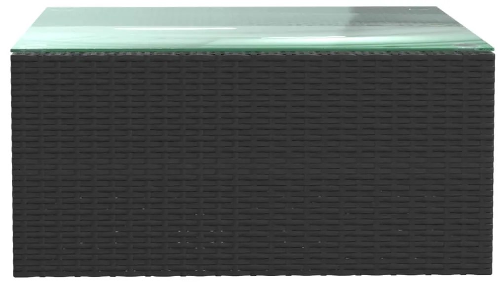 7 pcs conjunto lounge de jardim c/ almofadões vime PE preto