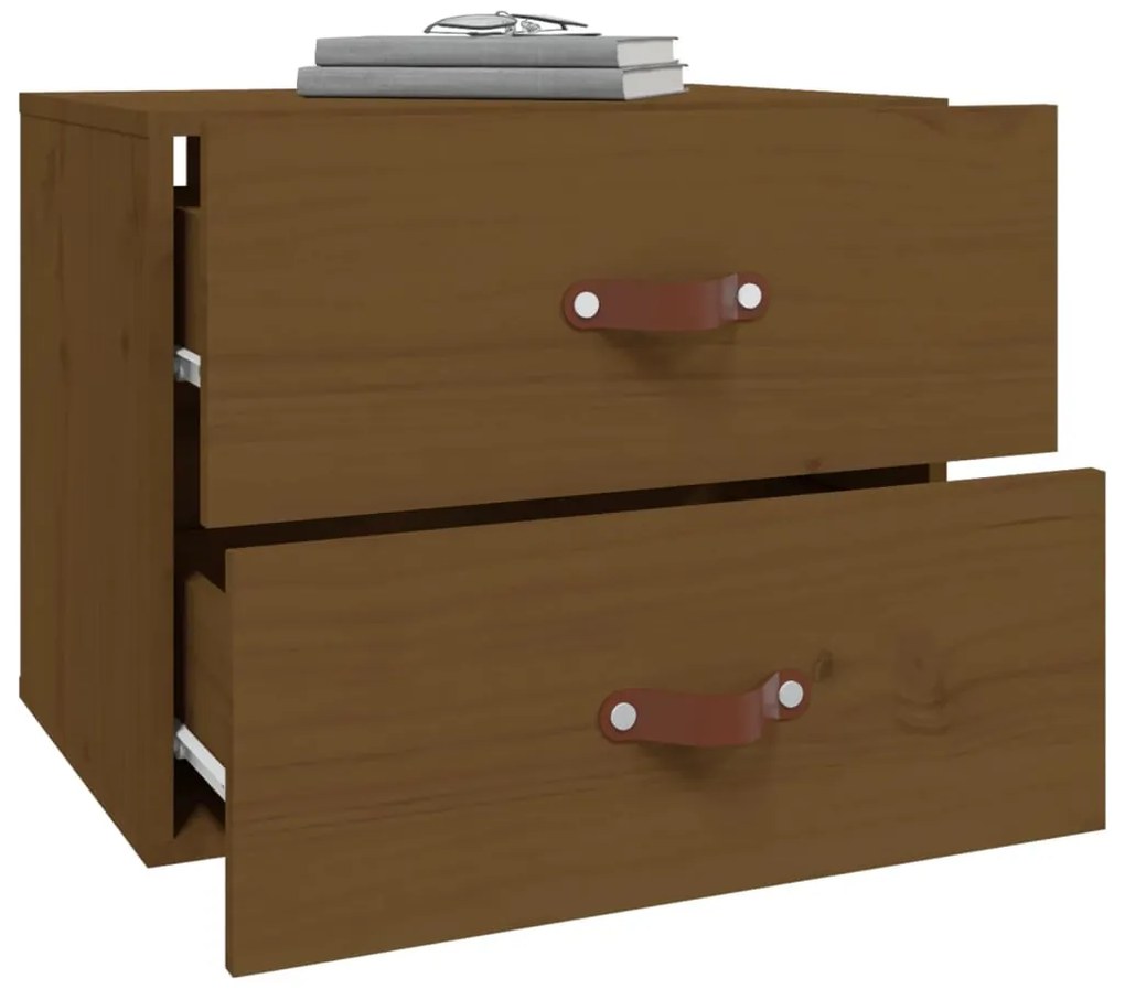 Mesa de cabeceira de parede 50x36x40 cm castanho mel