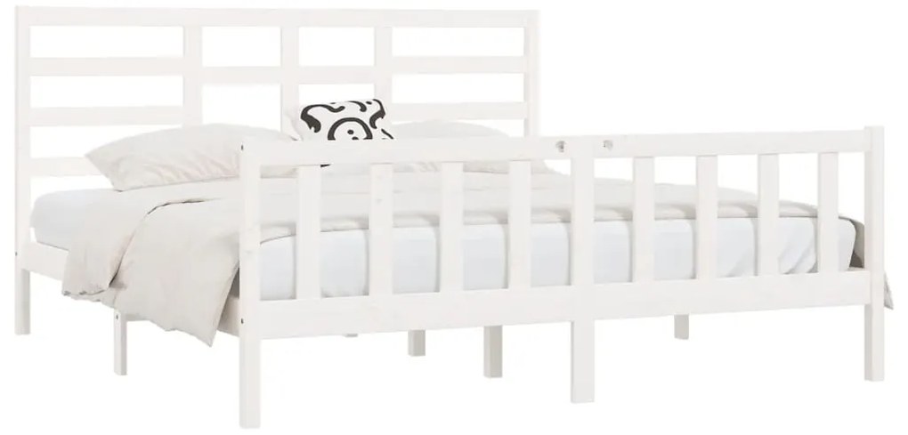 Cama sem colchão 200x200 cm madeira de pinho maciça branco