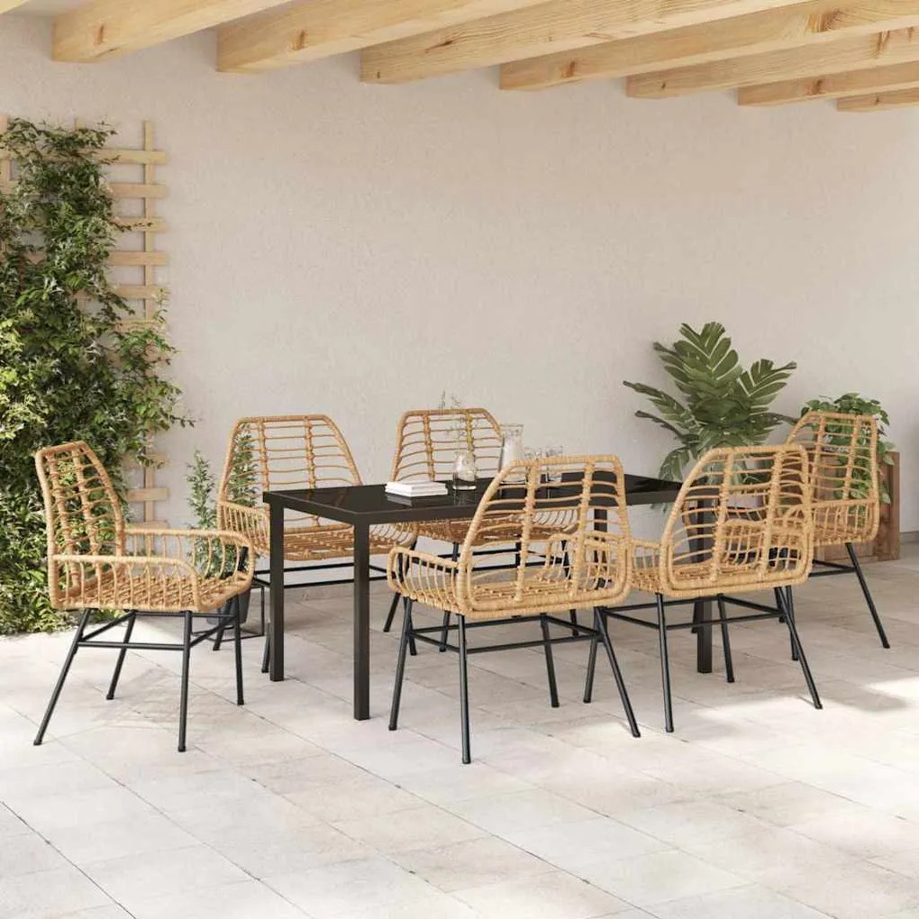 Conjunto de Jantar de Jardim com 7 Peças em Polipropileno Marrom