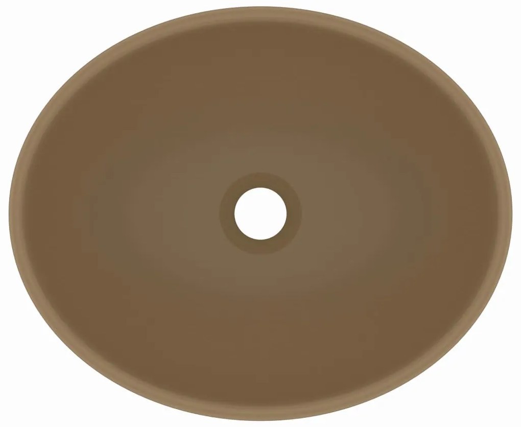 Lavatório luxuoso formato oval 40x33 cm cerâmica creme mate