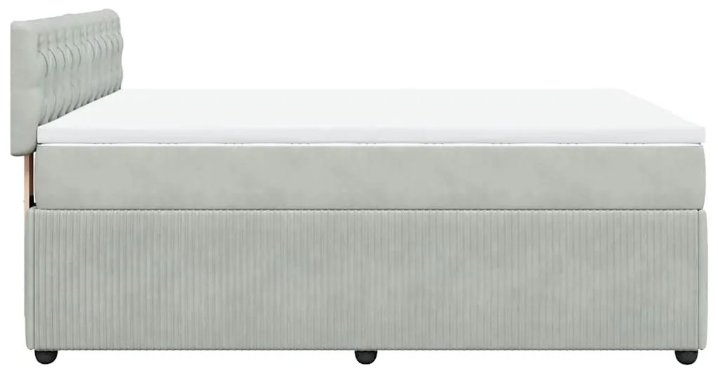 Cama com molas/colchão 160x200 cm veludo cinzento-claro