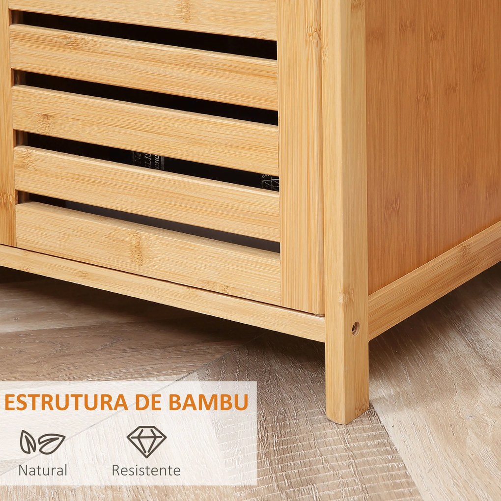 Aparador de 3 Portas Aparador em Bambu com Estantes para Sala de Jantar Cozinha Entrada 100x35x82 cm Madeira
