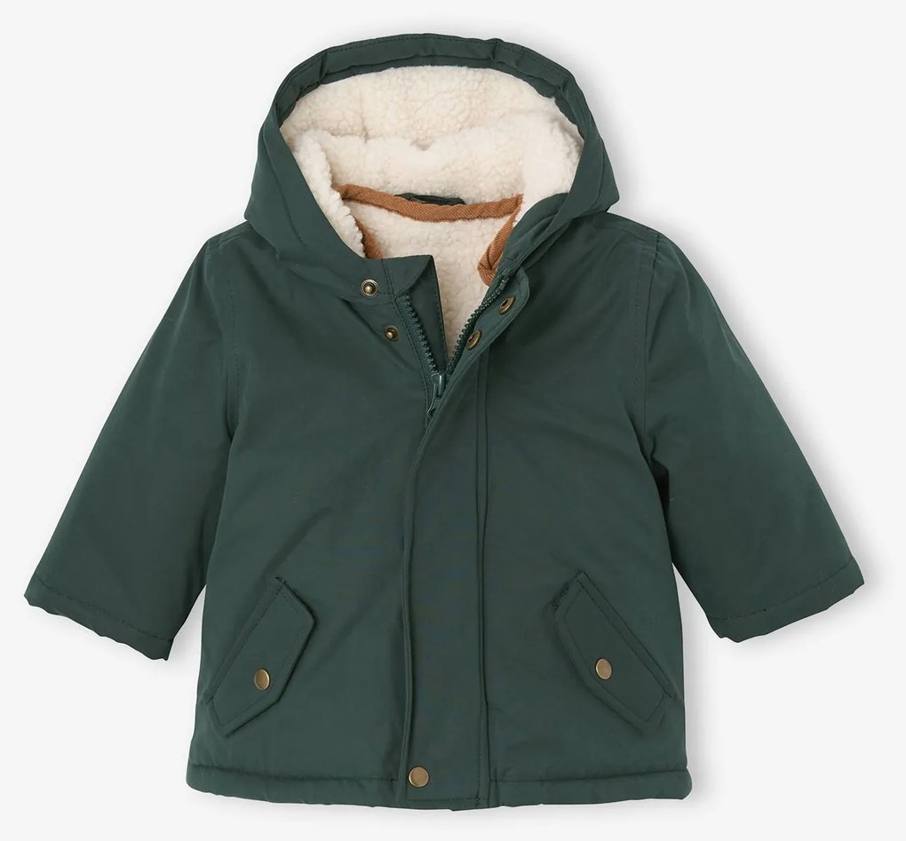 Parka 3 em 1 com casaco amovível em sherpa, para bebé verde-abeto