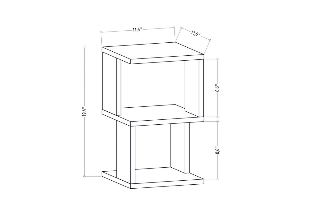 Mesa de Cabeceira Carter – Antracite e Branco – 29,6 x 29,6 x 49,4 cm