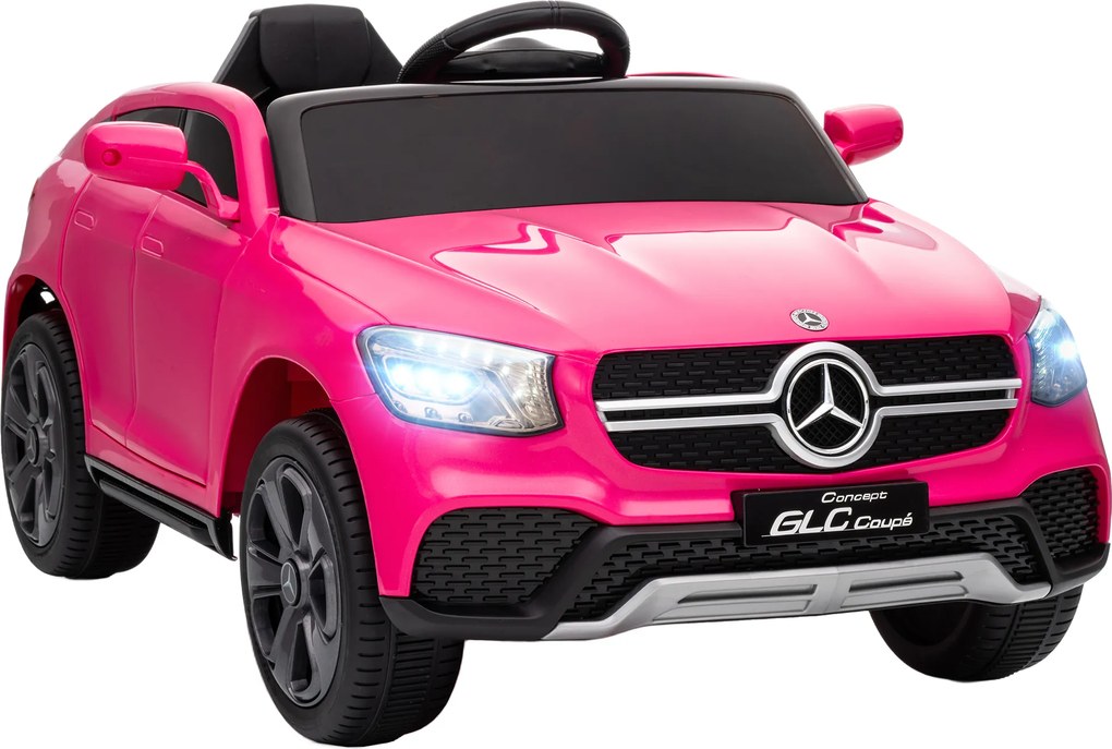 AIYAPLAY Carro Elétrico 12V para Crianças 3-6 Anos Mercedes-Benz GLC Coupé com Controlo Remoto 2,4G Rosa Motor Duplo MP3 | Aosom Portugal