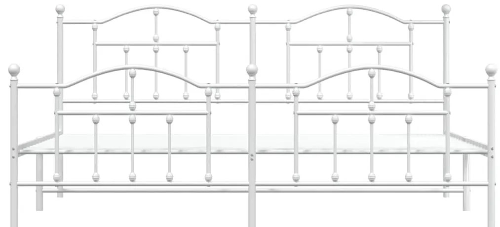 Estrutura de cama com cabeceira e pés 193x203 cm metal branco