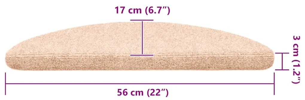 Tapetes escada autoadesivos 10 pcs 56x17x3 cm agulhado creme