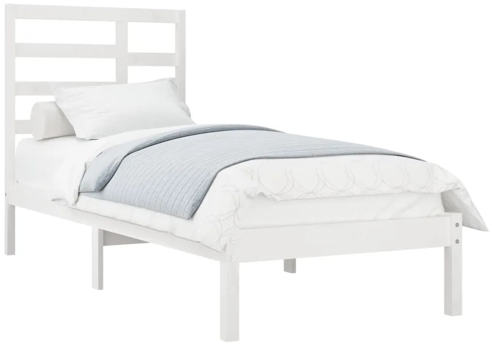 Estrutura cama pequena solteiro 75x190 cm madeira maciça branco
