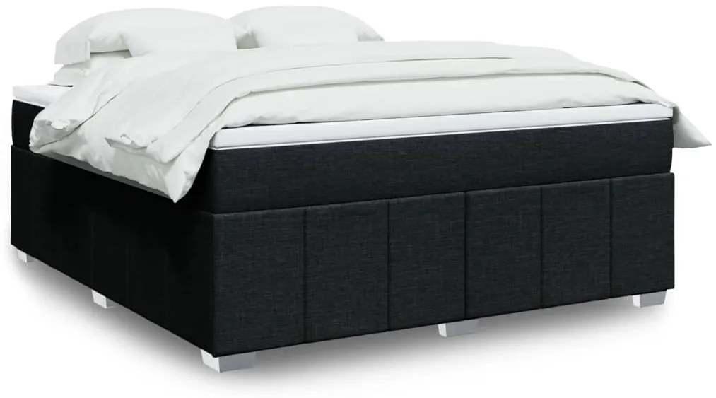 Cama com molas/colchão 180x200 cm tecido preto