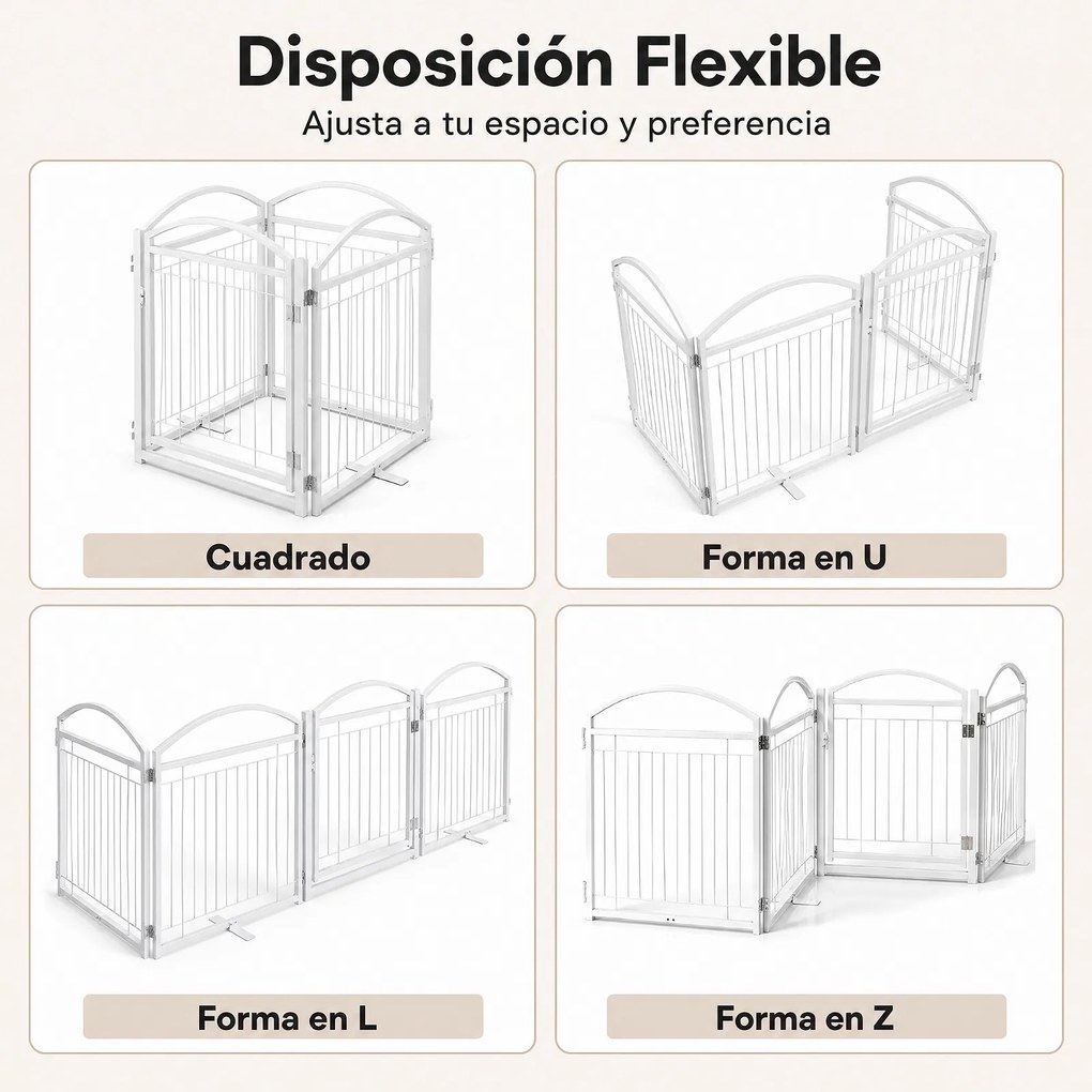 Parque para Cães Dobrável, 240 x 81 cm, Painéis Modulares, Branco