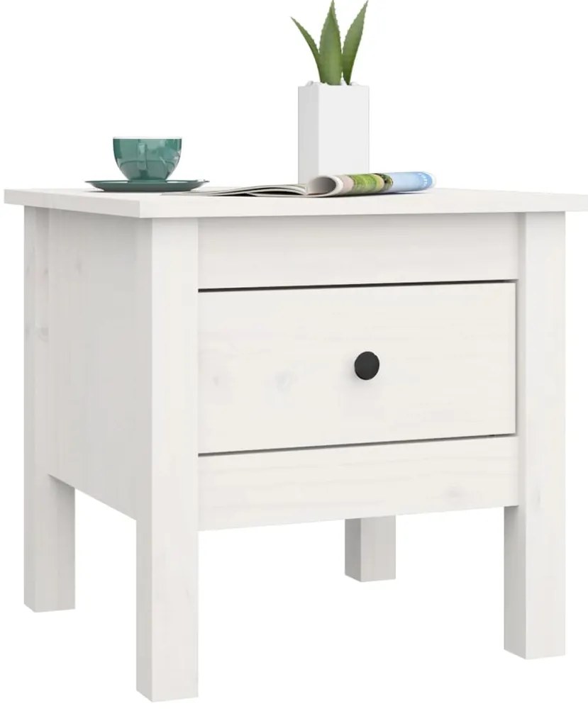 Mesa de apoio 40x40x39 cm pinho maciço Branco