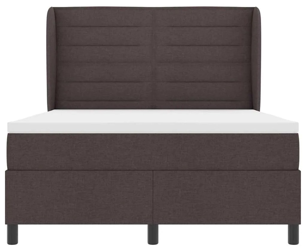 Cama Box com Colchão Marrom Escuro 160x200 cm em Tecido