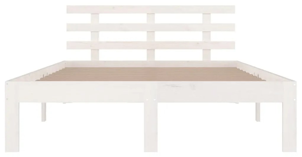 Estrutura de cama casal 135x190 cm madeira maciça branco