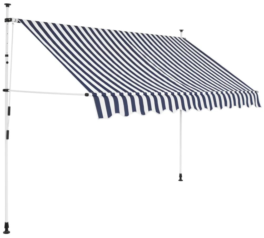 43222 vidaXL Toldo retrátil manual 300 cm riscas azuis e brancas