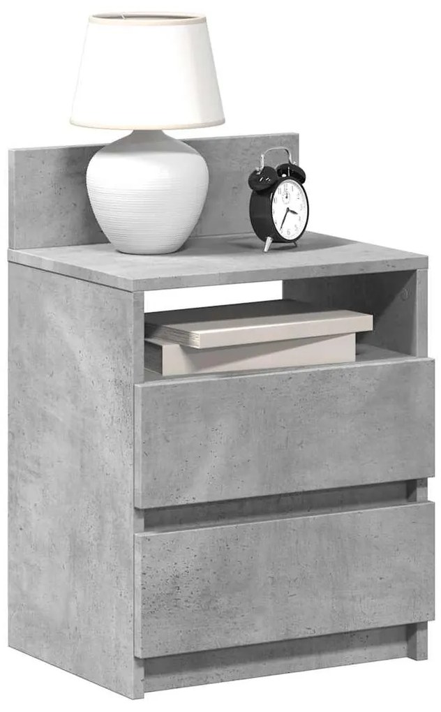 Mesas de cabeceira 2pcs c/ 2gavetas 40x33x60cm cinzento cimento