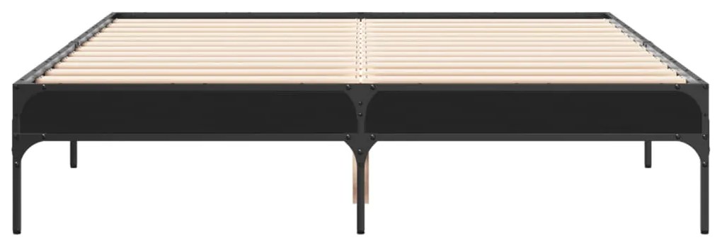 Estrutura de cama 135x190 cm derivados de madeira/metal preto