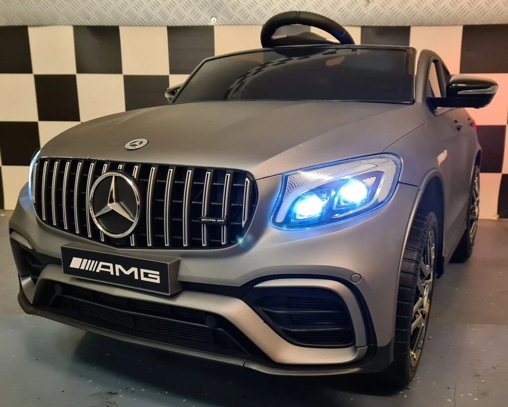 Carro elétrico 12V para crianças Mercedes AMG GLC cinzento mate