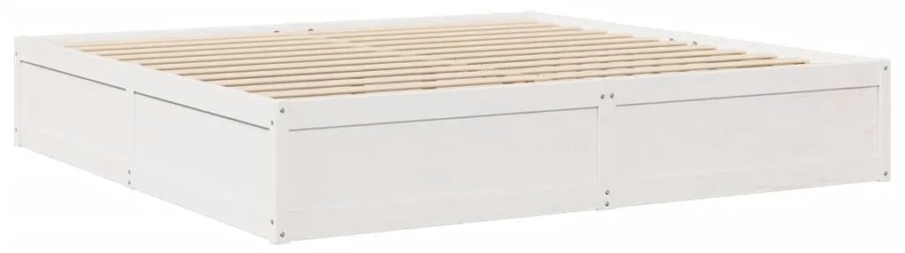 Cama com colchão 200x200 cm pinho maciço branco