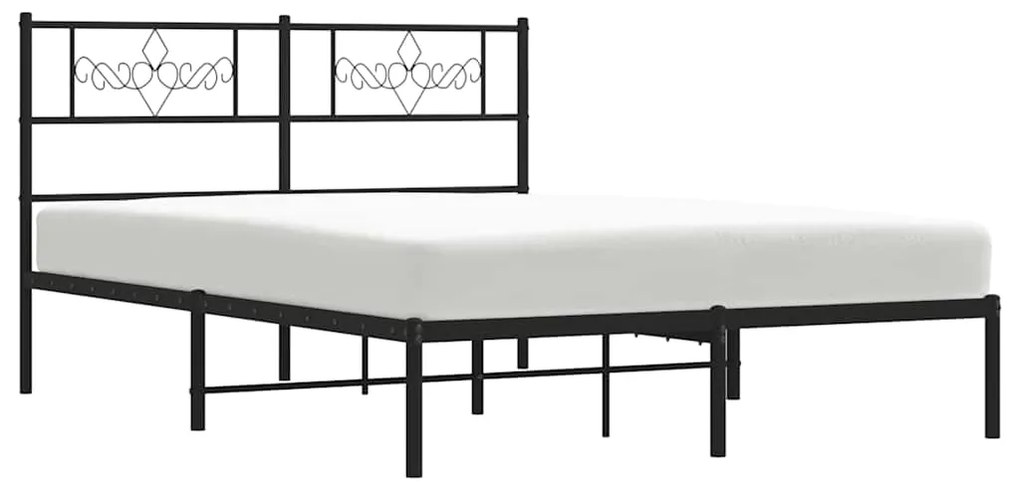 Estrutura de cama com cabeceira 135x190 cm metal preto