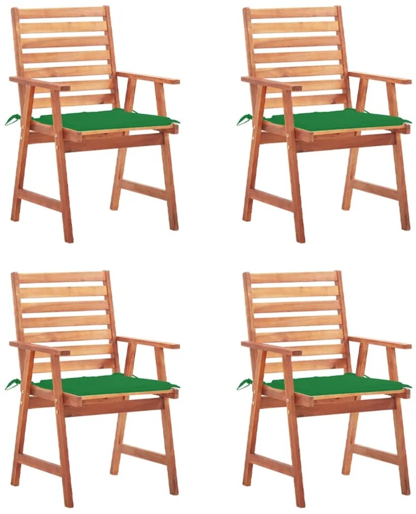 Cadeiras de jantar p/ jardim 4 pcs c/ almofadões acácia maciça