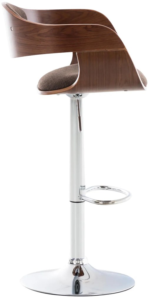 Banco de bar Kingston em tecido e com estrutura cromada 50 x 88-102 x 48 cm Castanho + Cor Nogueira