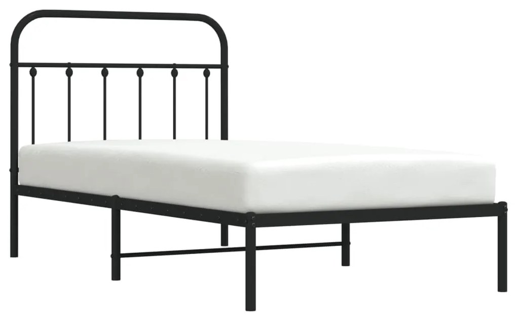 Estrutura de cama com cabeceira 100x190 cm metal preto