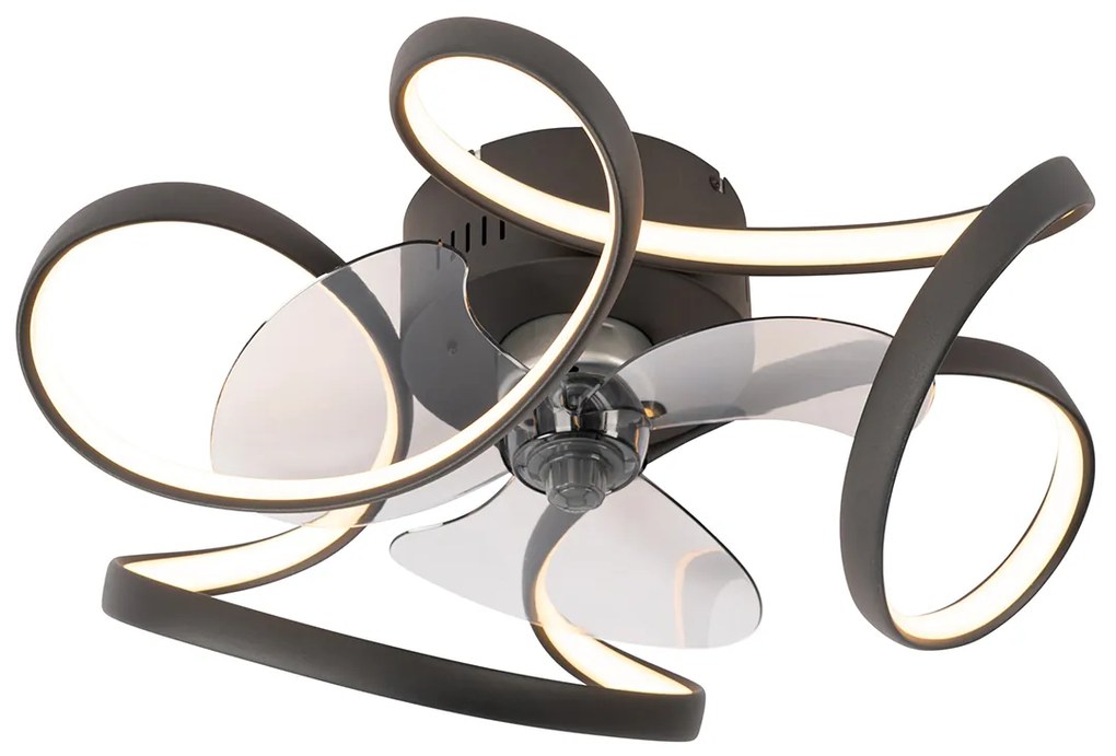 Ventilador de teto preto com LED e comando remoto - Mandy Design