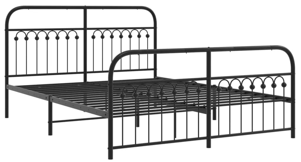 Estrutura de cama com cabeceira e pés 150x200 cm metal preto
