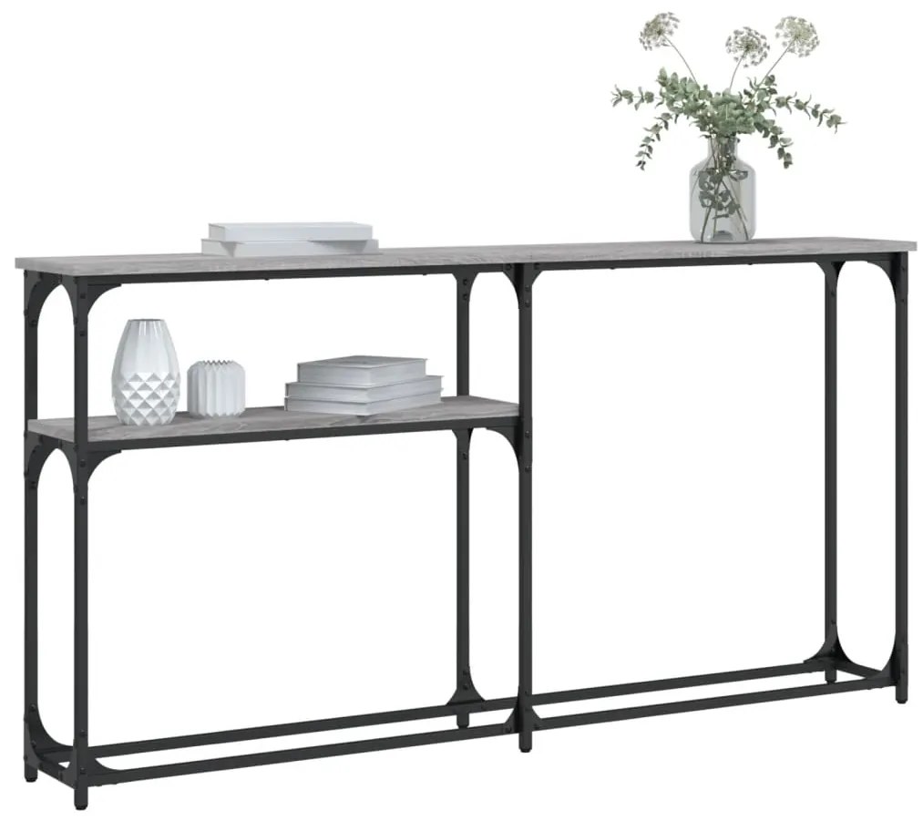 Mesa consola 145x22,5x75cm derivados de madeira cinzento sonoma