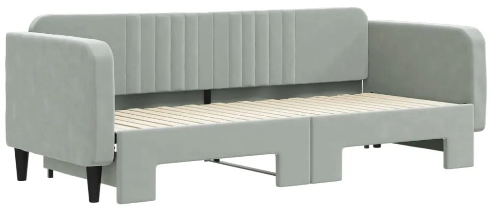 Sofá-cama com gavetão 80x200 cm veludo cinzento-claro