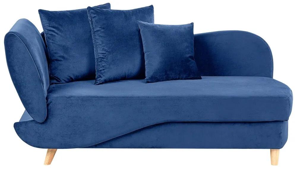 Chaise-longue à esquerda com arrumação em veludo azul marinho MERI II Beliani