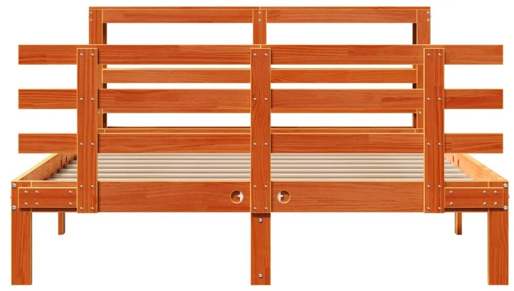 Estrutura cama c/ cabeceira 140x190cm pinho maciço castanho-mel
