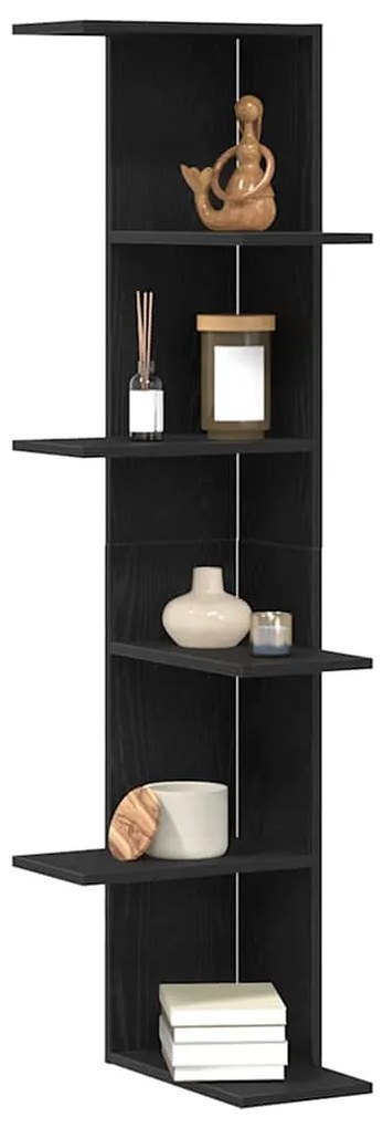 Prateleira de Canto vidaXL Preto Carvalho 36,5x36,5x140 cm Madeira Der