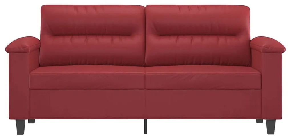 Sofá de 2 lugares 140 cm couro artificial vermelho tinto