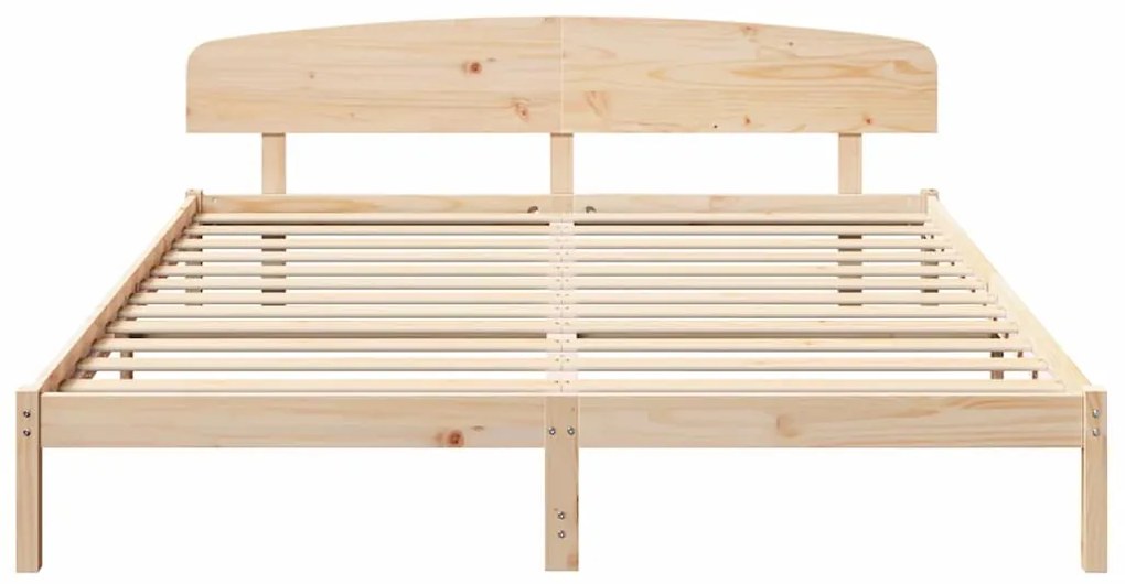 Estrado de Cama com Cabeceira 200x200 cm Madeira Maciça de Pinho