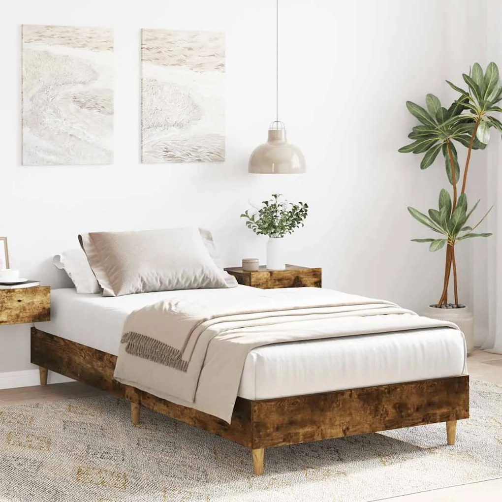 Estrutura cama s/ colchão 90x190 cm carvalho fumado