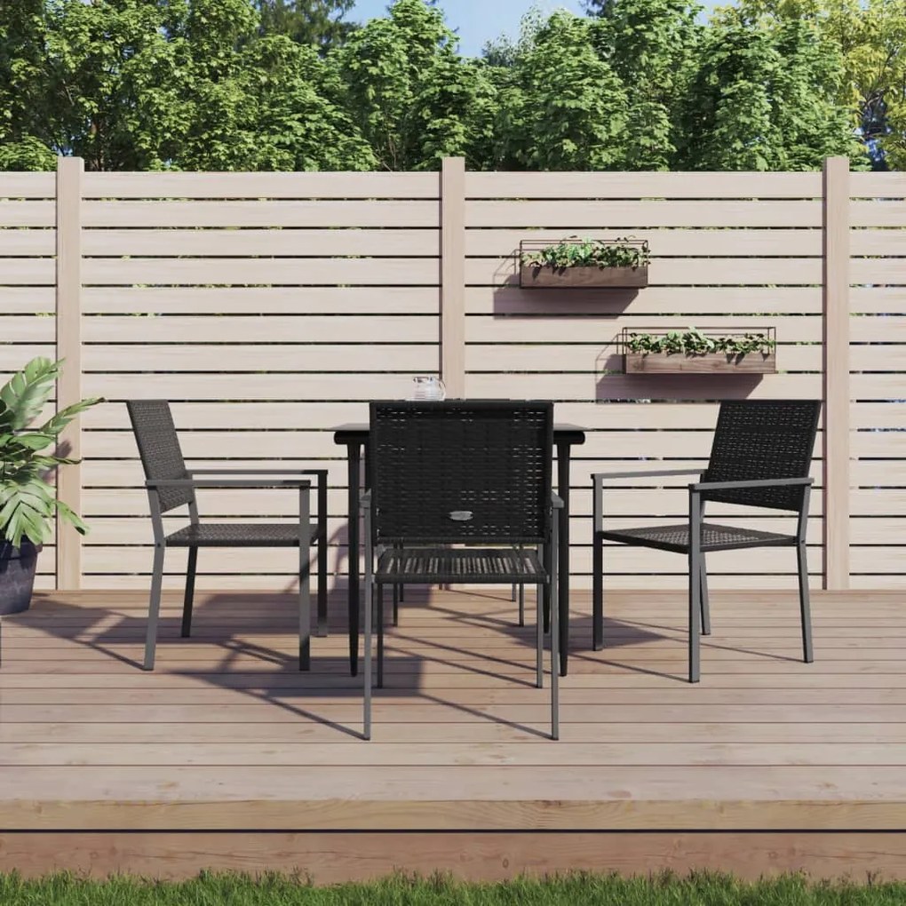 vidaXL 5 pcs conjunto de jantar p/ jardim vime PE e aço