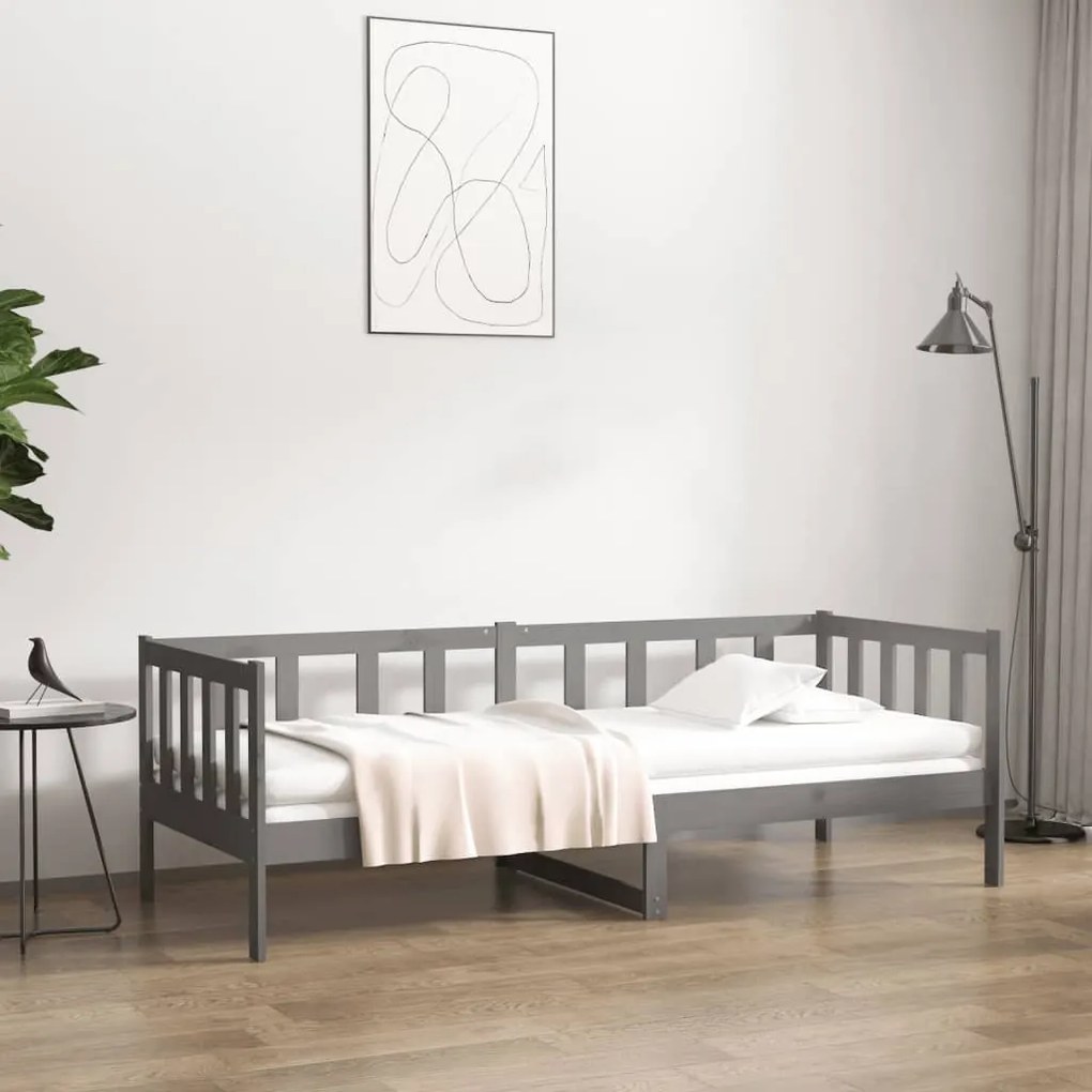 814686 vidaXL Sofá-cama 80x200 cm madeira de pinho maciça cinzento