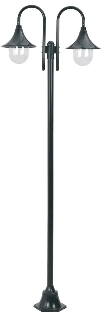 Candeeiro de pé jardim 2 braços E27 220cm alumínio verde escuro