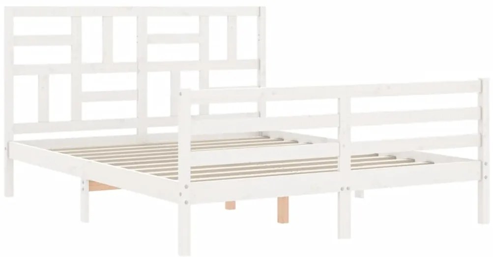 Estrutura de cama King Size com cabeceira madeira maciça branco