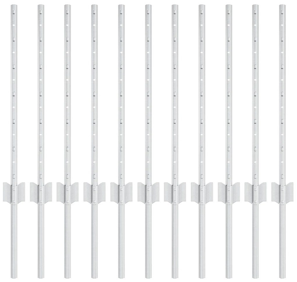Postes de Cerca 11 pcs Canal U 60 cm Aço Galvanizado