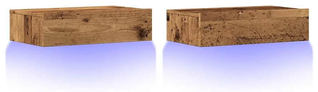 Móveis de TV com luzes LED 2 pcs 60x35x15,5 cm madeira velha