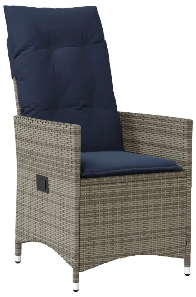 Conjunto Bistro de 3 peças com almofadas em rattan sintético cinza