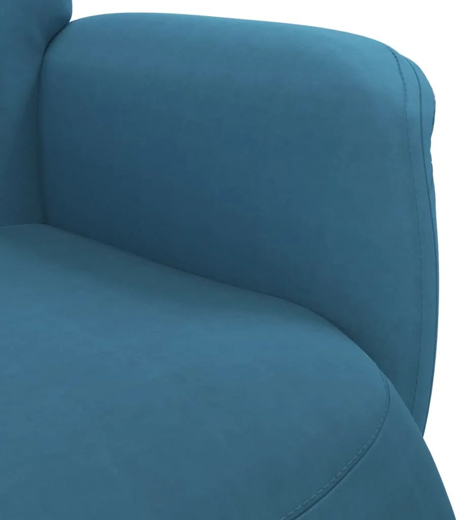 Cadeirão reclinável com apoio de pés veludo azul