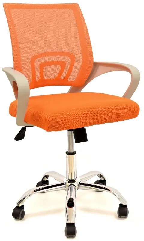 Cadeira de escritório FISS NEW, branco, rede e tecido laranja